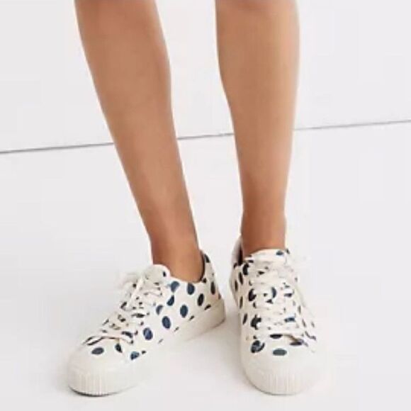 Madewell Sidewalk Low-Top White Blue Sneakers in Polka Dot 6.5M - Picture 11 of 11